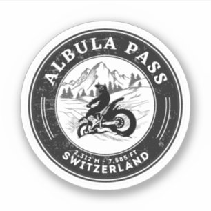 Albula Pass - Schweizer Alpen - Motorradtour Aufkleber