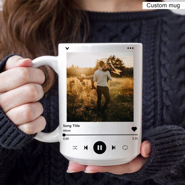 Album Cover Foto & Name Moderner Kaffee Tasse (Anniversary Album Cover Photo & Name Modern Coffee Mug)