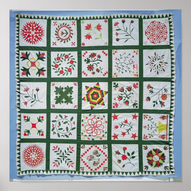 Albumquilt mit Saison-Blume, 1844 Poster (Vorne)