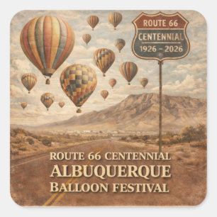 Albuquerque Balloon Festival Reiseaufkleber Gesche Quadratischer Aufkleber