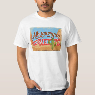 Albuquerque New Mexico Cartoon-Wüsten-Retro-Reise T-Shirt