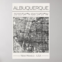 Albuquerque New Mexico Charcoal-Stadtplanposter