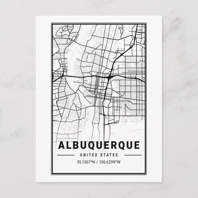 Albuquerque New Mexico City Karte Minimalistisch A (Vorderseite)