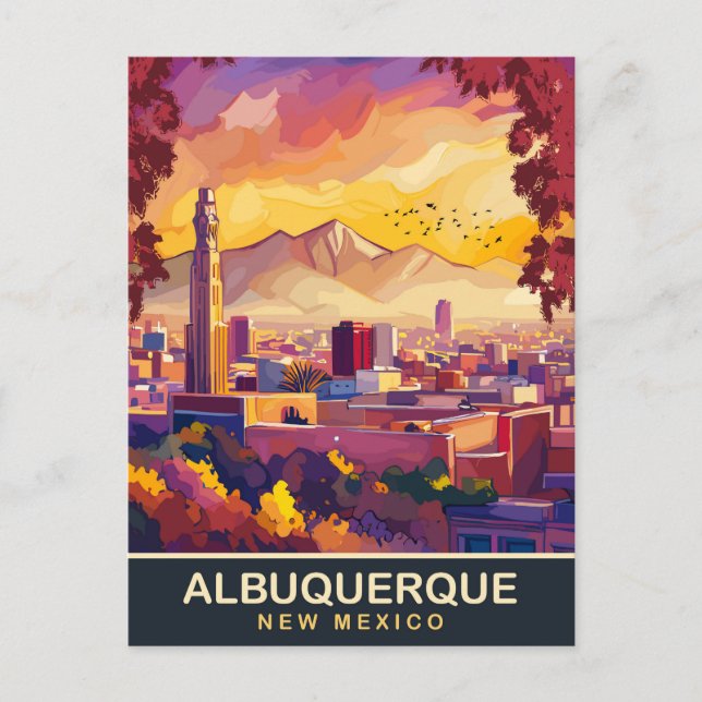 Albuquerque, New Mexico, City Skyline, Reisen Postkarte (Vorderseite)
