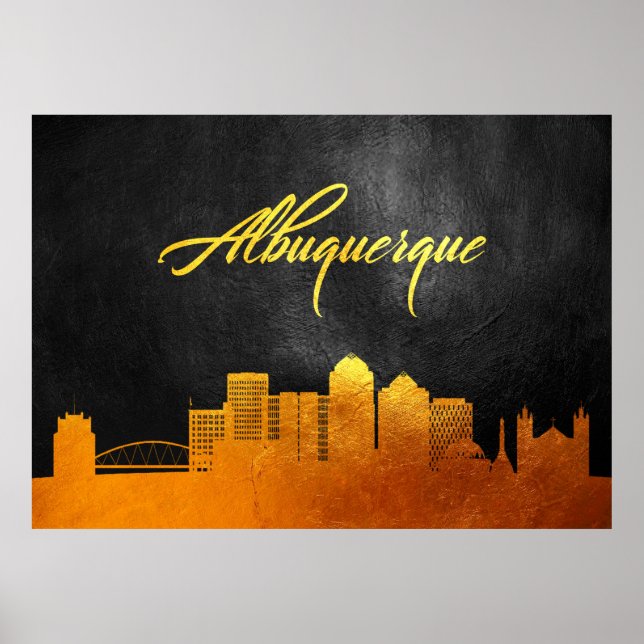 Albuquerque New Mexico Gold Skyline Poster (Vorne)