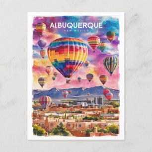 Albuquerque New Mexico Heißluftballons Aquarell Postkarte