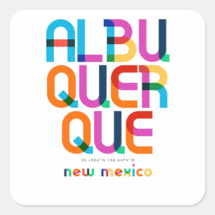 Albuquerque New Mexico Mid Century, Pop Art, Quadratischer Aufkleber