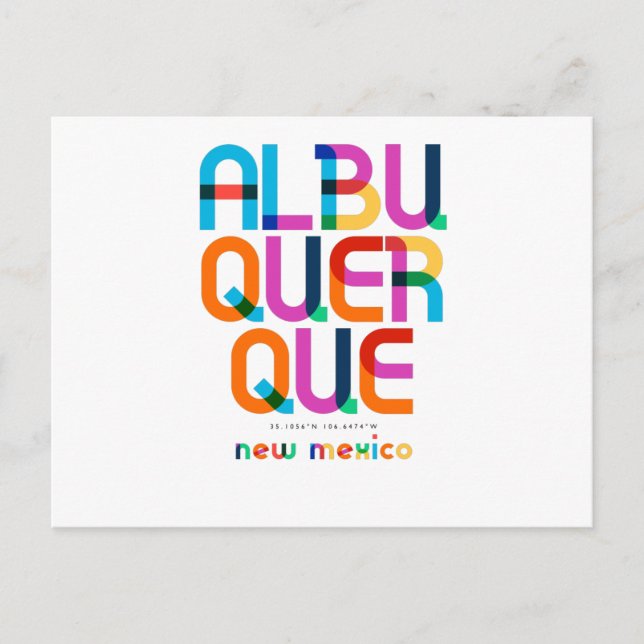 Albuquerque New Mexico Mitte Jahrhundert, Pop Art, Postkarte (Vorderseite)