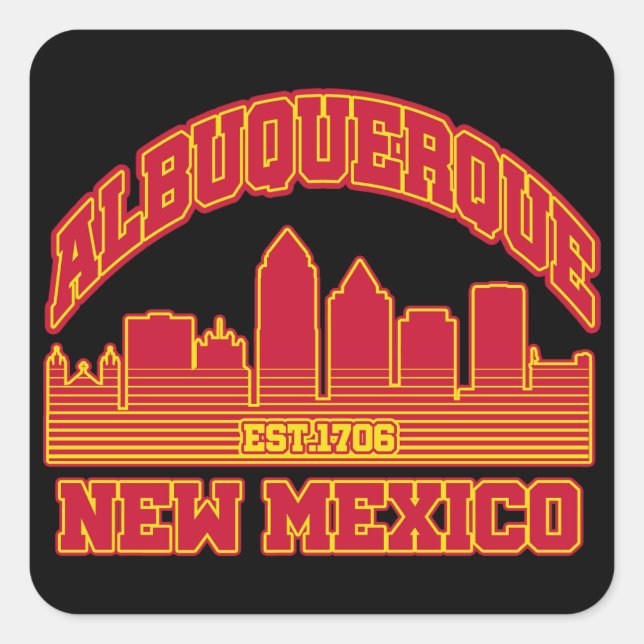 Albuquerque, New Mexico Quadratischer Aufkleber (Vorderseite)