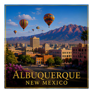 Albuquerque New Mexico Rio Grande und Hochwüste 🗺 Poster