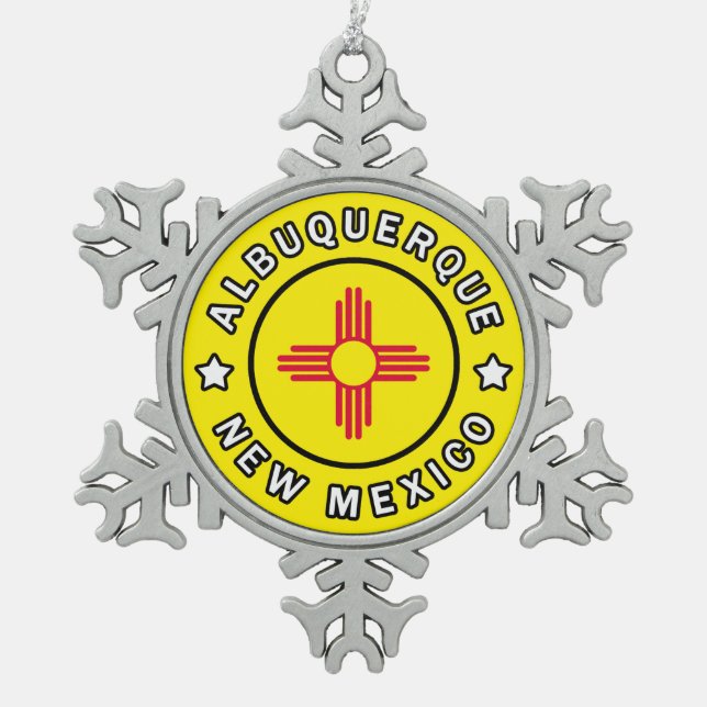 Albuquerque New Mexico Schneeflocken Zinn-Ornament (Vorderseite)