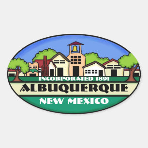 Albuquerque New Mexico Stadt Souveniraufkleber Ovaler Aufkleber