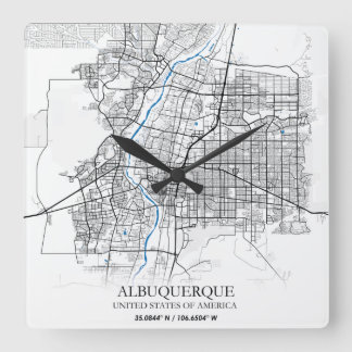 Albuquerque New Mexico Texas USA Reiseplan Quadratische Wanduhr