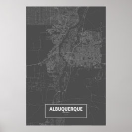 Albuquerque, New Mexico (weiß auf schwarz) Poster