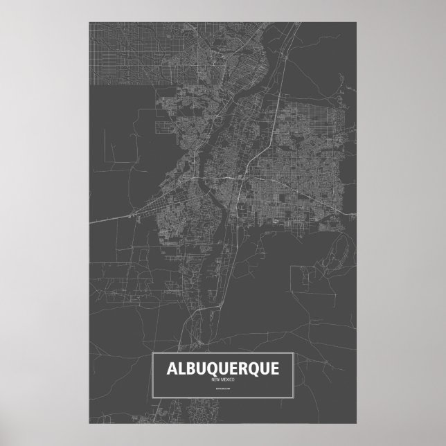 Albuquerque, New Mexico (weiß auf schwarz) Poster (Vorne)