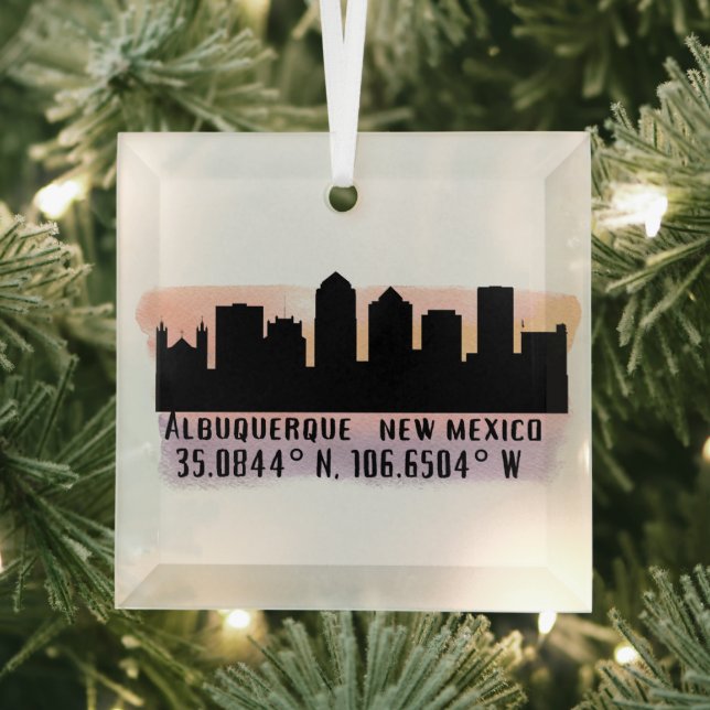Albuquerque NM City Skyline Ornament Aus Glas (Insitu)