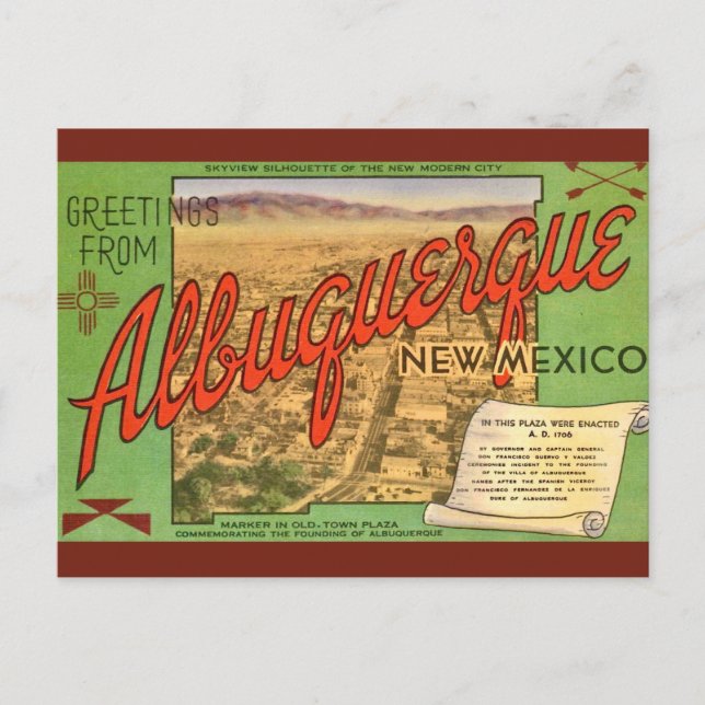 Albuquerque NM Plaza Gruß Postkarte (Vorderseite)