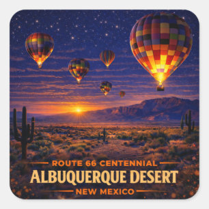 Albuquerque Route 66 Wüsten-Reise-Aufkleber-Gesche Quadratischer Aufkleber