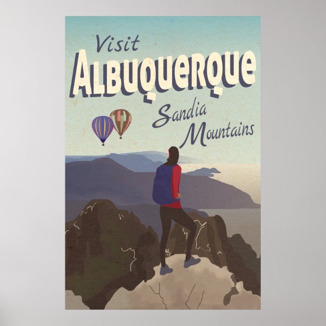 Albuquerque Sandia Berge Retro Reiseplaner Poster (Vorne)
