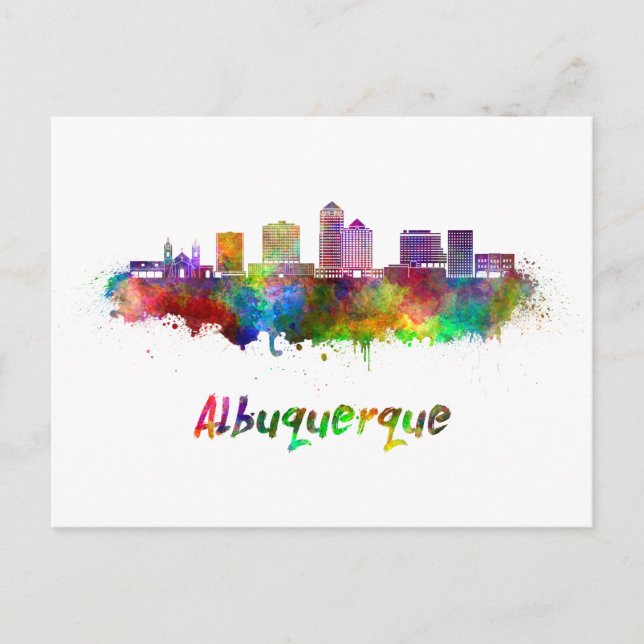 Albuquerque skyline im Watercolor Postkarte (Vorderseite)