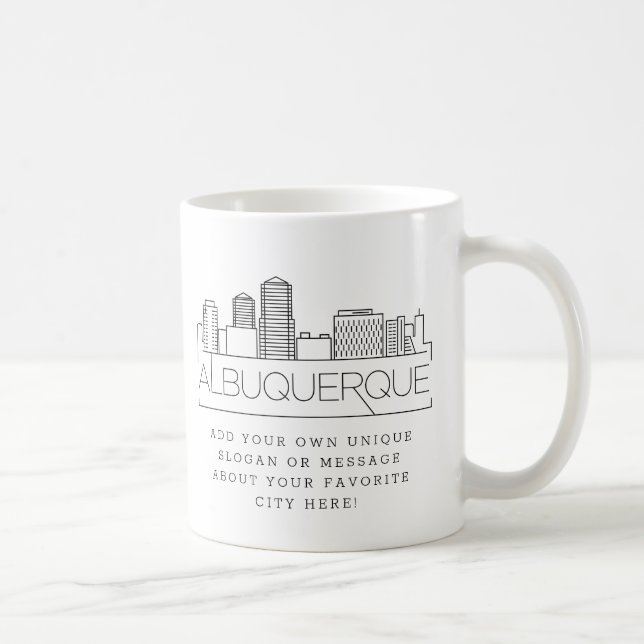 Albuquerque Stylized Skyline | Benutzerdefinierter Kaffeetasse (Rechts)