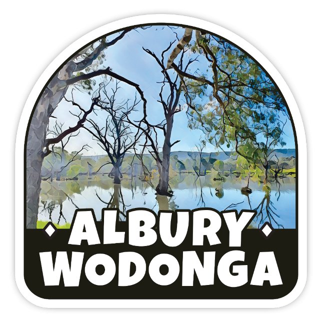 Albury NSW, Wodonga Victoria - Australischer Stick Aufkleber (Albury Wodonga Murray River Australia scenic sticker)