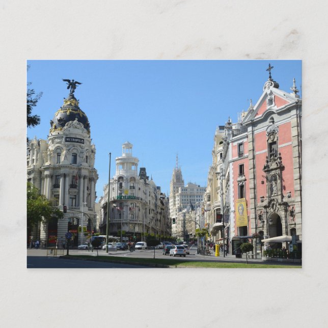 Alcala und Gran Via, Madrid Postcard Postkarte (Vorderseite)