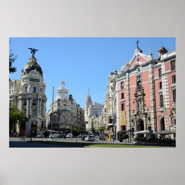 Alcala und Gran Via Street, Madrid Poster (Vorne)