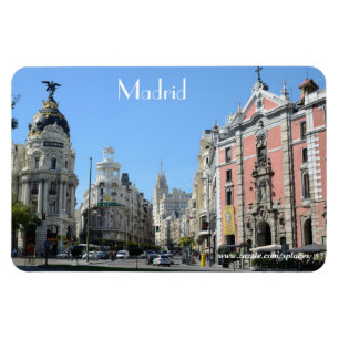 Alcala und Gran Via Street, Madrid Premium Magnet