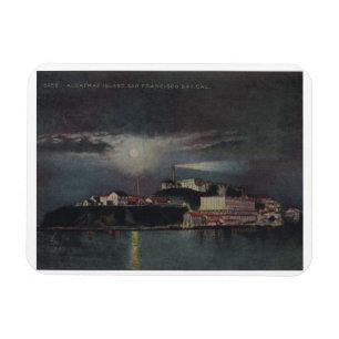 Alcatraz bei Nacht, San Francisco, Vintage  Magnet