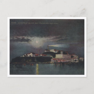 Alcatraz bei Nacht, San Francisco, Vintage Postkarte