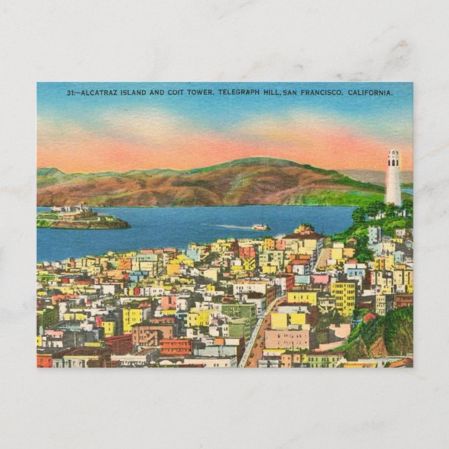 Alcatraz Coit Tower San Francisco Postkarte (Vorderseite)