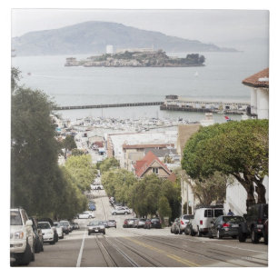 Alcatraz Gefängnis angesehen von San Francisco Fliese