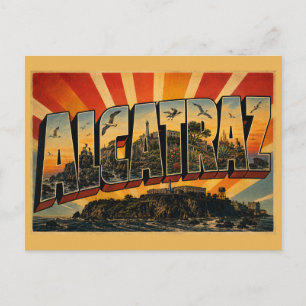 Alcatraz-Insel CA Vintage-Reise-Kunst Postkarte