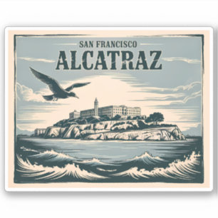 Alcatraz Insel Gefängnis San Francisco Reise Retro Aufkleber