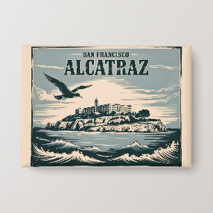 Alcatraz Insel Gefängnis San Francisco Reise Retro Button