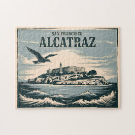 Alcatraz Insel Gefängnis San Francisco Reise Retro Puzzle