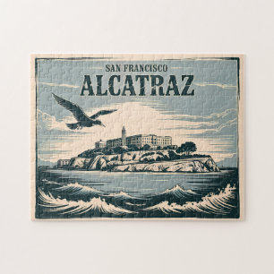 Alcatraz Insel Gefängnis San Francisco Reise Retro Puzzle