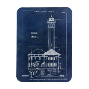 Alcatraz Island Leuchtturm Vintage Blueprint Magnet