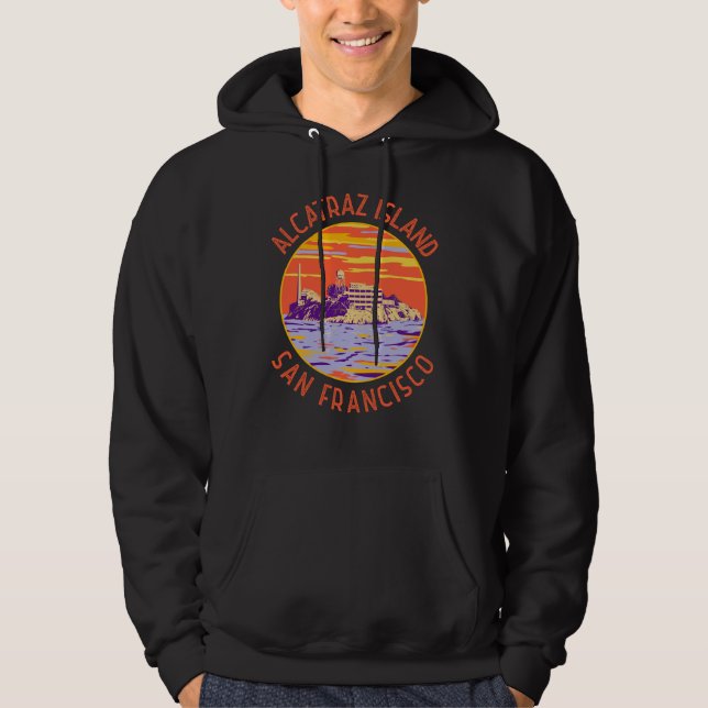 Alcatraz Island San Francisco Distressed Circle Hoodie (Vorderseite)