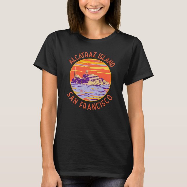 Alcatraz Island San Francisco Distressed Circle T-Shirt (Vorderseite)