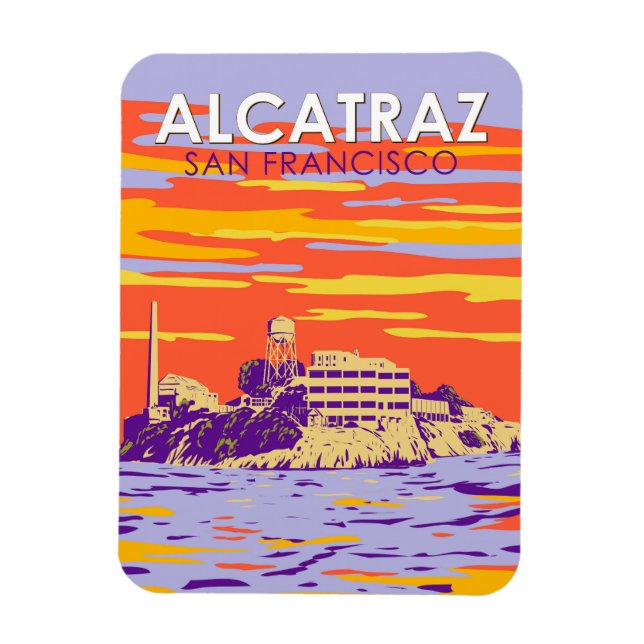 Alcatraz Island San Francisco Vintage Magnet (Vertikal)