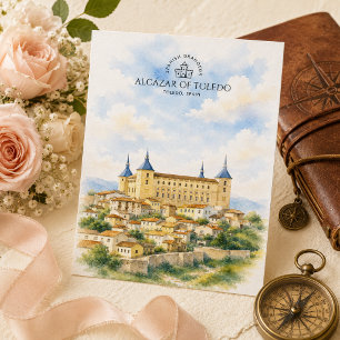 Alcázar von Toledo, Spanien Wasserfarbenlandscha Postkarte