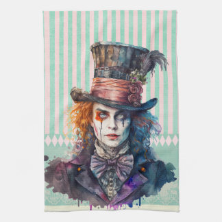 Alce in Wunderland Mad Hatter Wasserfarbe Geschirrtuch