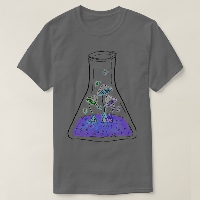 Alchemic Mushroom Elixir Alchemy Flask Psychedelic T-Shirt (Design vorne)