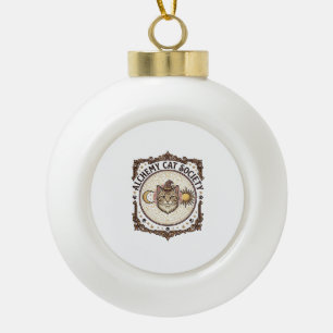 Alchemie-Katzengesellschaft Katzen-Alchemie Vintag Keramik Kugel-Ornament
