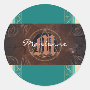 Alchemist barocke elegante Monogramm mittelalterli Runder Aufkleber