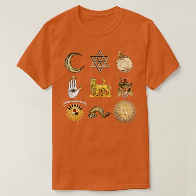 Alchemist Grimoire Magische Symbole T-Shirt (Design vorne)