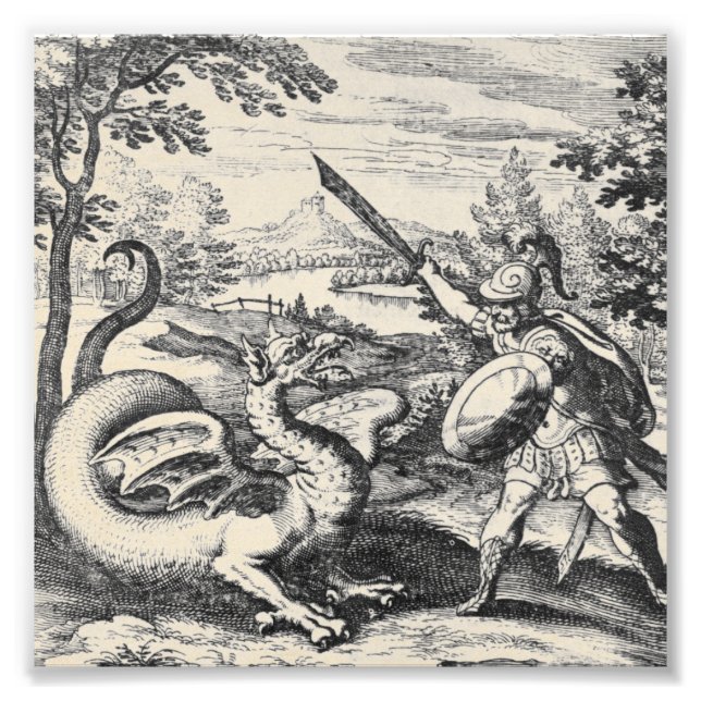 Alchemy Dragon Fights Gladiator Fotodruck (Vorne)