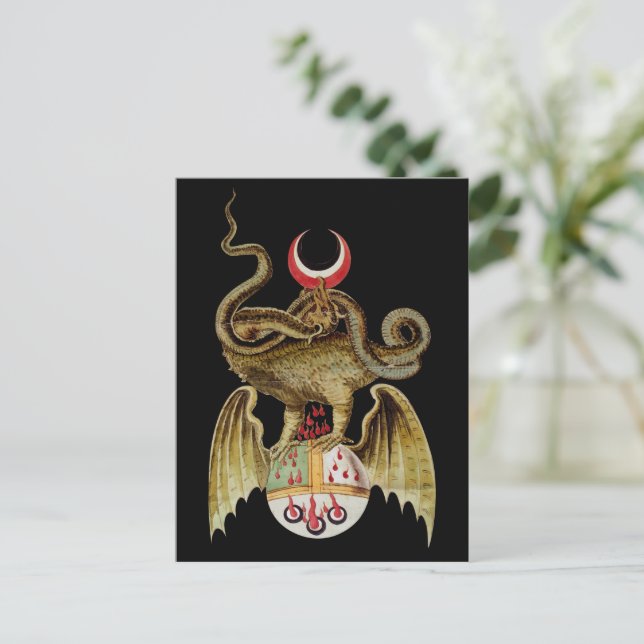 Alchemy Dragon Vintag Illustration Postkarte (Stehend Vorderseite)